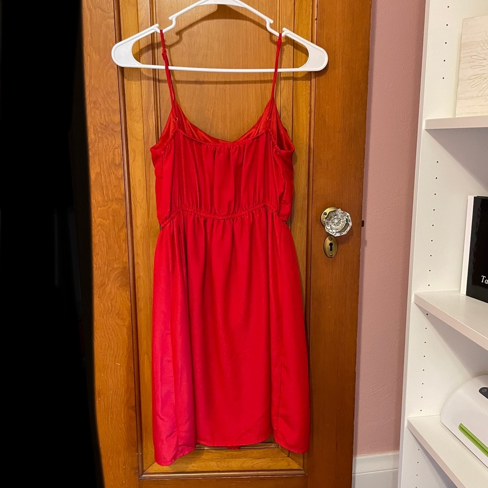 Red Dress with Front Ruffles - Picture 4 of 4